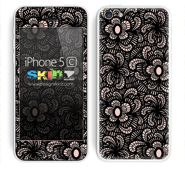 Black Floral Sprout Laced Skin For The iPhone 5c