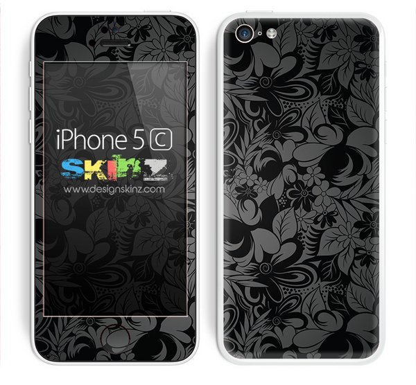 Black Floral Subtle Design Skin For The iPhone 5c