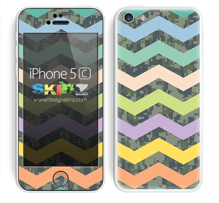 Vibrant Color and Camo Chevron Pattern V3 Skin For The iPhone 5c