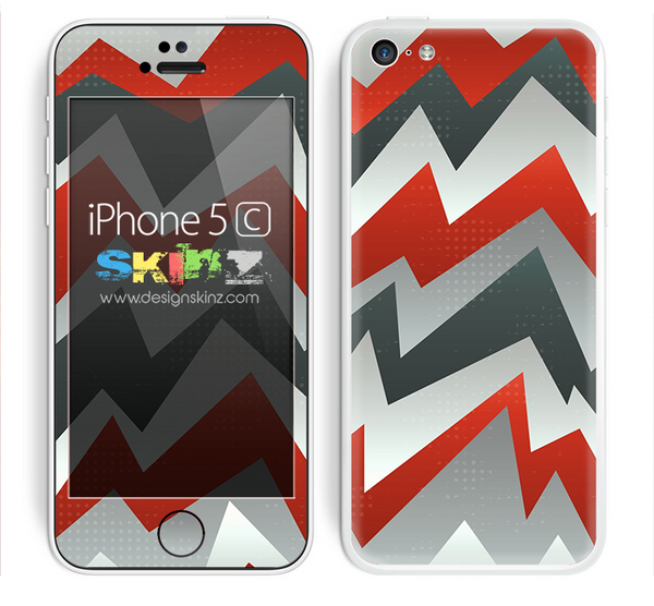 Abstract Red and Gray Chevron Pattern V2 Skin For The iPhone 5c