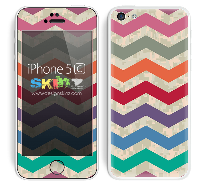 Vintage Color Chevron Pattern and Camo Skin For The iPhone 5c