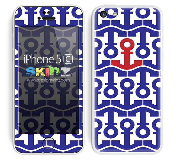 Anchor Bundle Collage Blue and Red Accent Skin For The iPhone 5c