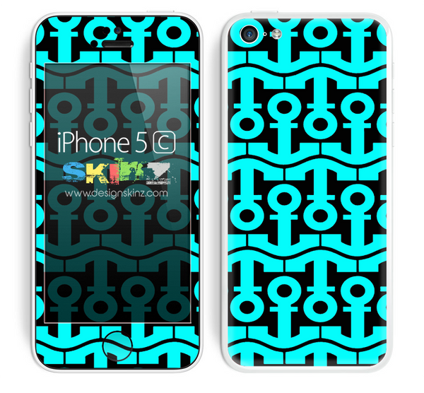 Anchor Bundle Collage Turquoise and Black Skin For The iPhone 5c