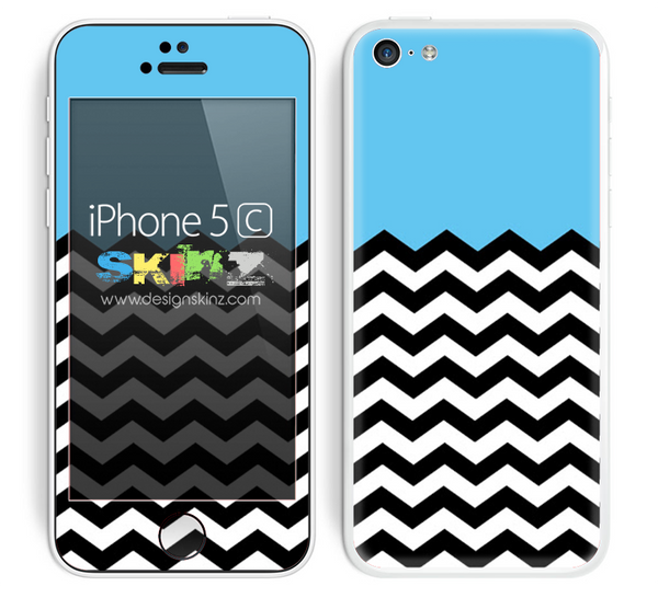 Solid Subtle Blue Color and Chevron Pattern Skin For The iPhone 5c