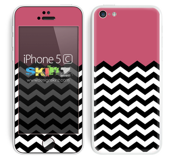 Solid Subtle Pink Color and Chevron Pattern Skin For The iPhone 5c