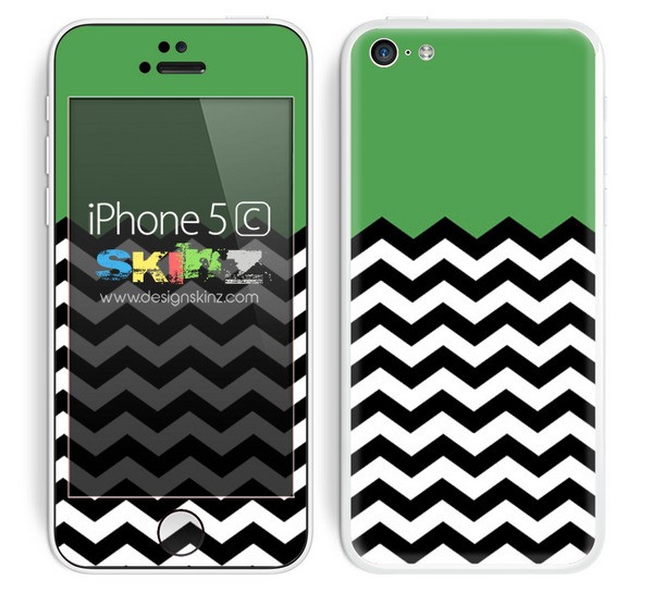 Solid Subtle Green Color and Chevron Pattern Skin For The iPhone 5c