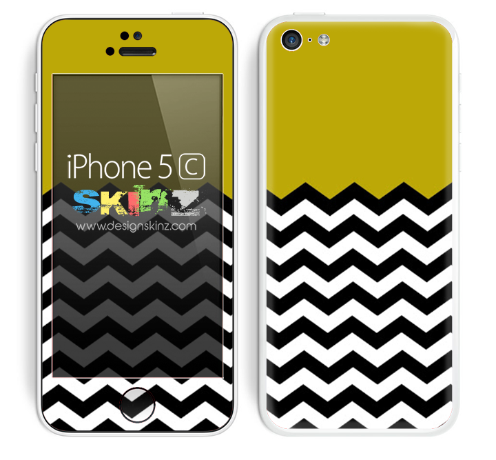 Solid Gold Color and Chevron Pattern Skin For The iPhone 5c