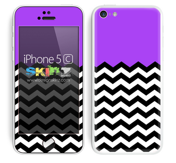 Solid Hot Purple Color and Chevron Pattern Skin For The iPhone 5c