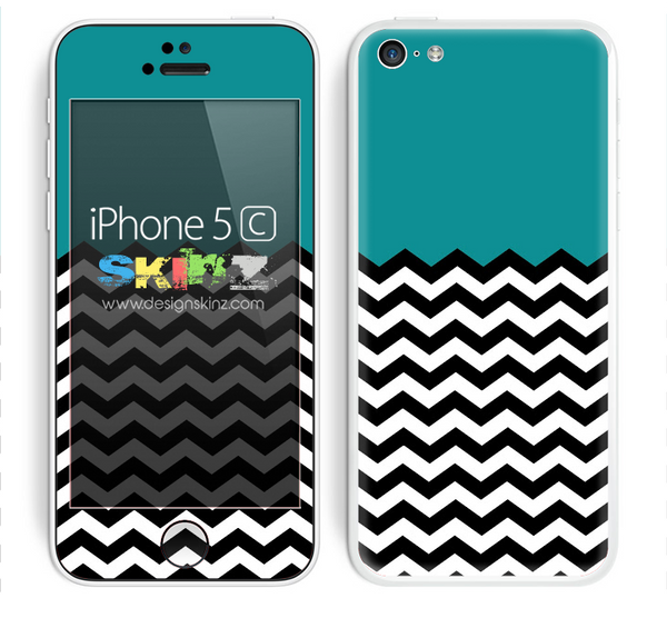 Solid Dark Green Color and Chevron Pattern Skin For The iPhone 5c