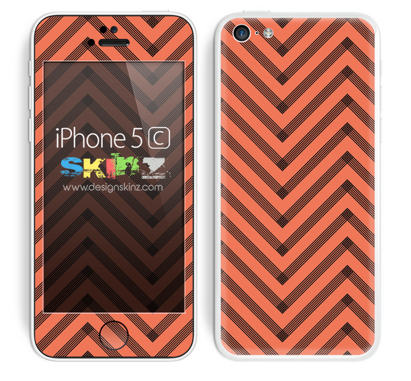 Sketched V3 Chevron Pattern Coral and Black Skin For The iPhone 5c
