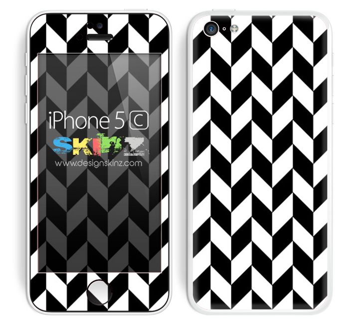 Zig Zag V3 Chevron Pattern White and Black Skin For The iPhone 5c