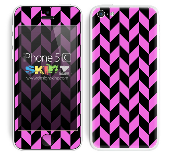 Zig Zag V3 Chevron Pattern Hot Pink and Black Skin For The iPhone 5c