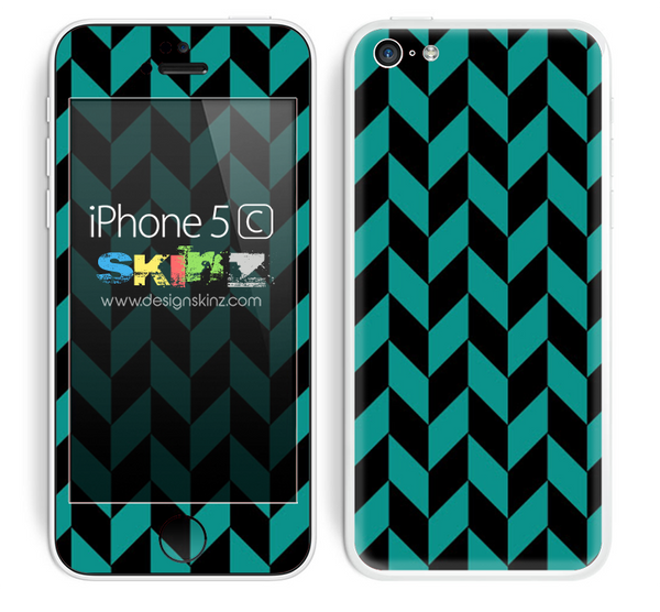 Zig Zag V3 Chevron Pattern Trendy Green and Black Skin For The iPhone 5c