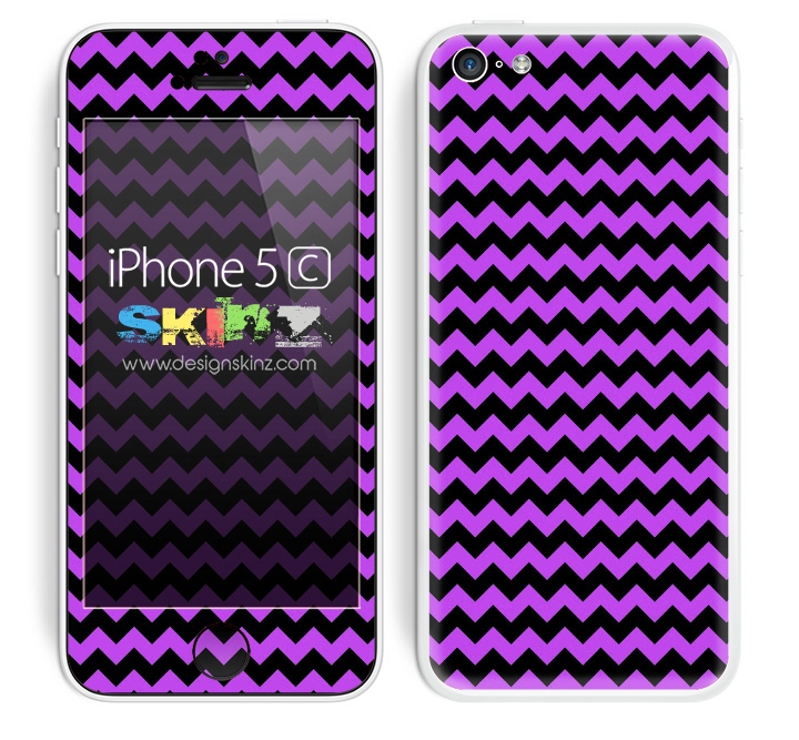 Zig Zag V2 Chevron Pattern Purple and Black Skin For The iPhone 5c