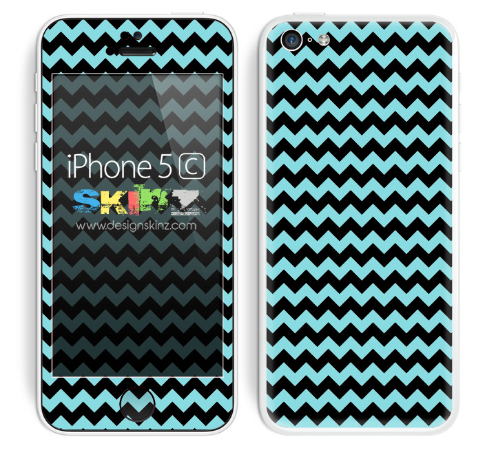 Zig Zag V2 Chevron Pattern Turquoise and Black Skin For The iPhone 5c