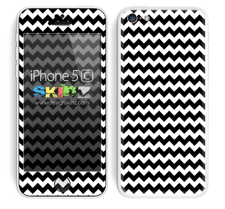 Zig Zag V2 Chevron Pattern White and Black Skin For The iPhone 5c