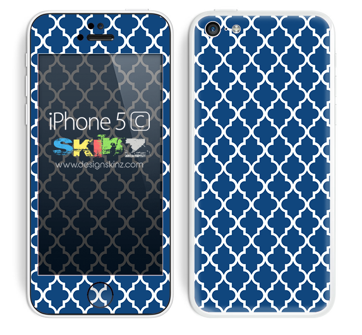 Morocan Pattern Navy Blue and White Skin For The iPhone 5c