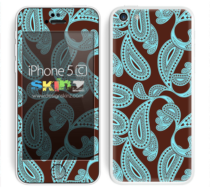 Brown and Turquoise Colored Paisley Pattern V1 Skin For The iPhone 5c