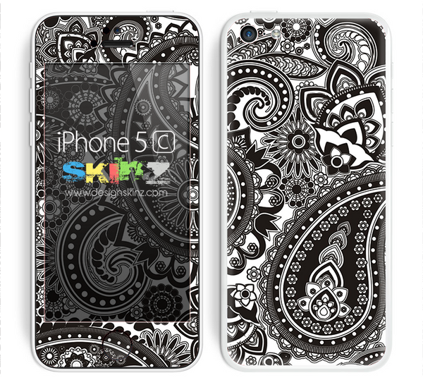 Black/White Colored Paisley Pattern V1 Skin For The iPhone 5c