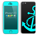Solid Black and Turquoise Anchor Skin For The iPhone 5c