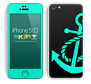 Solid Black and Trendy Green Anchor Skin For The iPhone 5c