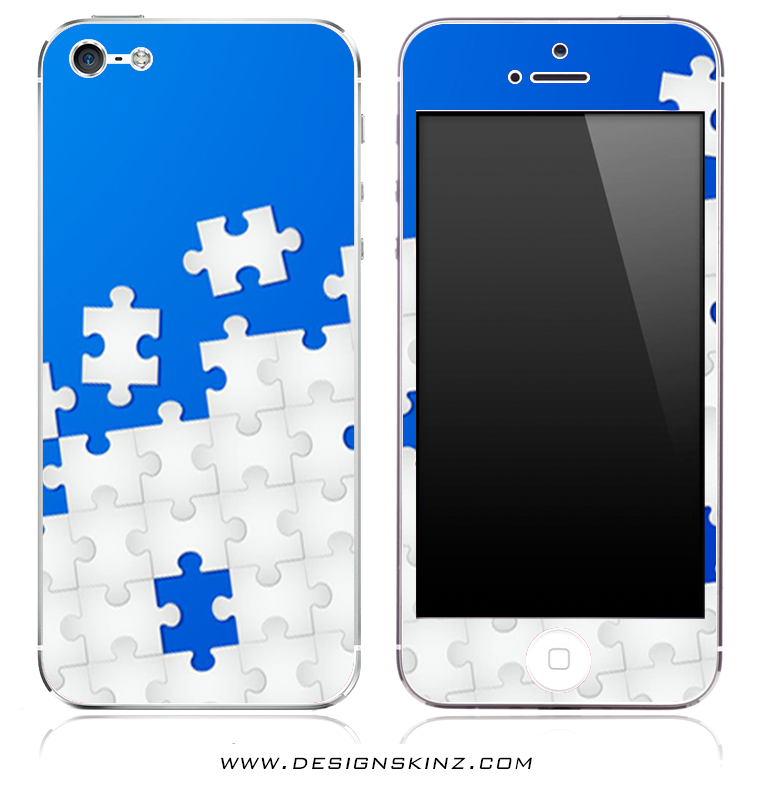 Blue & White Puzzle iPhone Skin