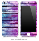 Blue & Pink Dyed Wood iPhone Skin