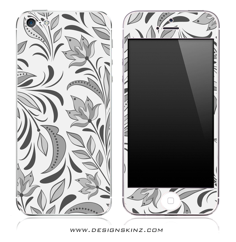 Black & White Floral iPhone Skin