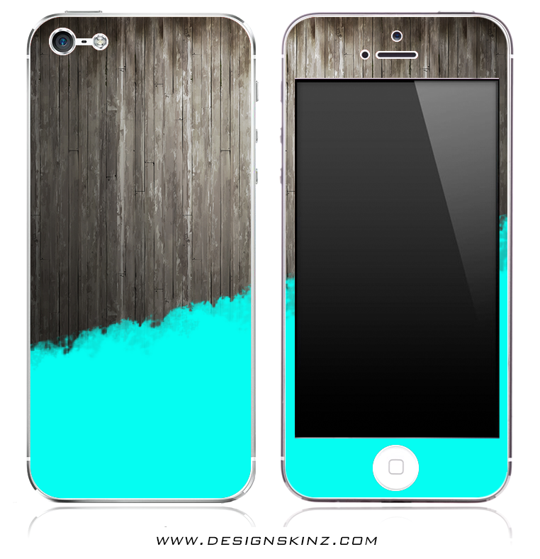 Turquoise Two-Tone Wood 2 iPhone Skin