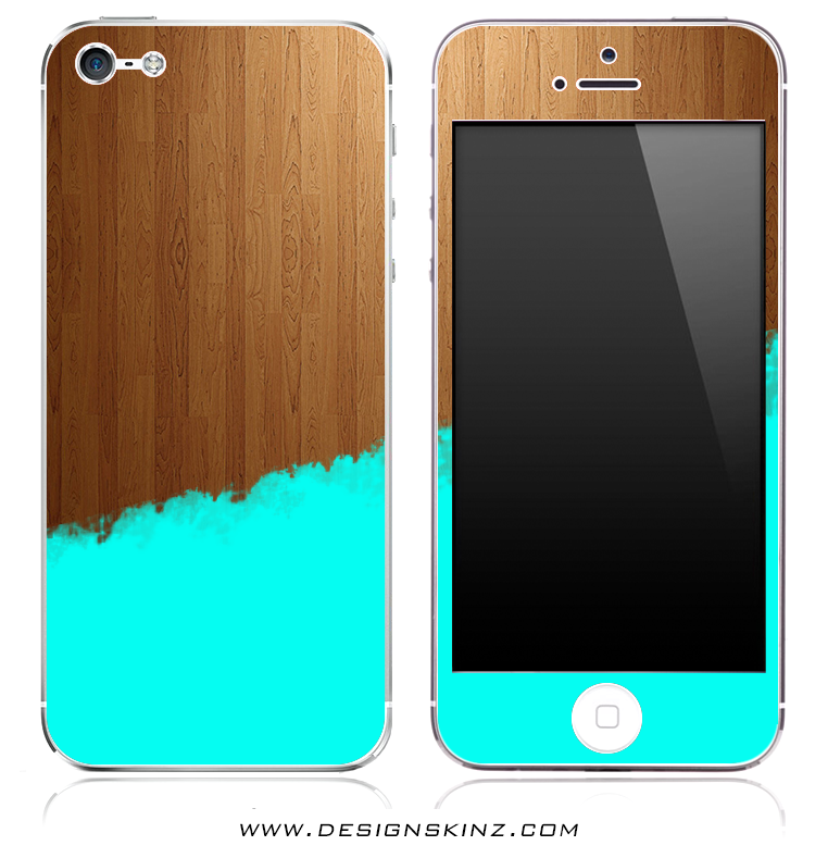 Turquoise Two-Tone Wood 3 iPhone Skin