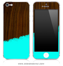 Turquoise Two-Tone Wood 6 iPhone Skin