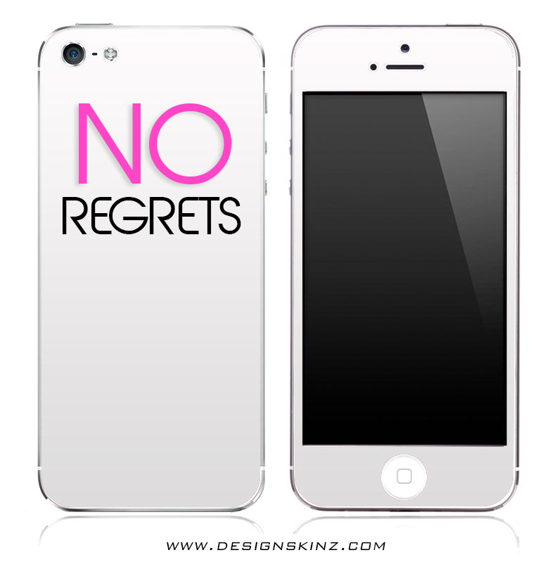 NO REGRETS White & Pink iPhone Skin