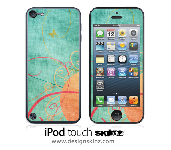 Orange n' Green Vintage iPod Touch 4th or 5th Generation Skin