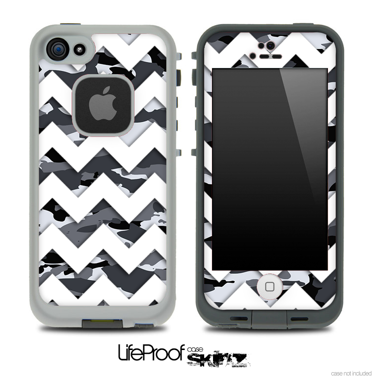 Traditional Snow Camo with White Chevron Pattern Skin for the iPhone 5 or 4/4s LifeProof Case