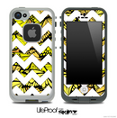 Butterfly Yellow V2 and White Chevron Pattern Skin for the iPhone 5 or 4/4s LifeProof Case