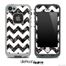 Black Floral Lace with White Chevron Pattern Skin for the iPhone 5 or 4/4s LifeProof Case