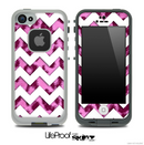 Hot Pink Cheetah Print with White Chevron Pattern Skin for the iPhone 5 or 4/4s LifeProof Case