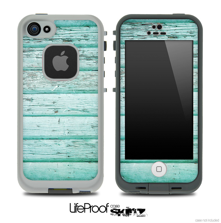 Aqua Blue Aged V2 Wood Skin for the iPhone 5 or 4/4s LifeProof Case