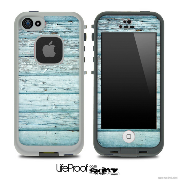 Aqua Blue Aged Wood Skin for the iPhone 5 or 4/4s LifeProof Case