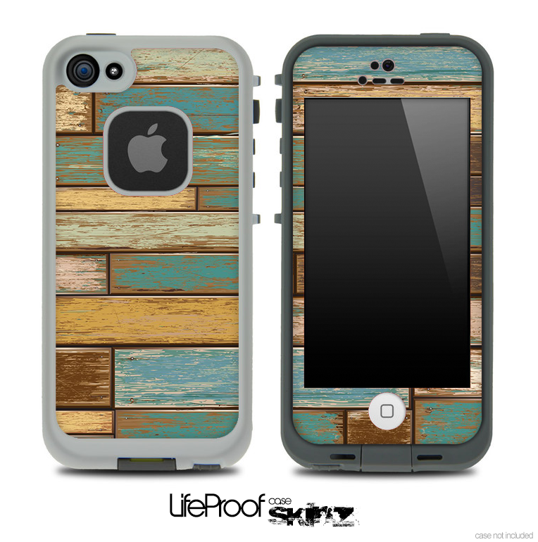 Colored Vintage Solid Wood Planks Skin for the iPhone 5 or 4/4s LifeProof Case