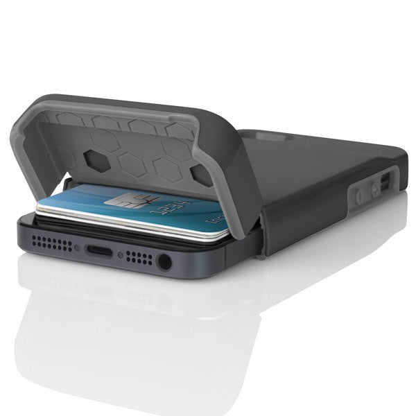 The Graphite Gray / Haze Gray Incipio STASHBACK™ Dockable Credit Card Case for iPhone 5-5s