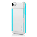 The White & Aqua STOWAWAY™ Credit Card Case with Integrated Stand for iPhone 5c