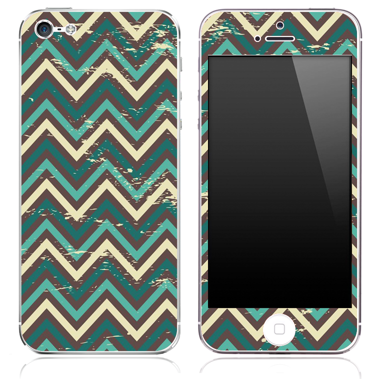 Vintage Brown and Green V4 Chevron Pattern Skin for the iPhone 3, 4/4s or 5