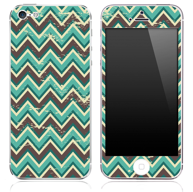 Vintage Brown and Green V2 Chevron Pattern Skin for the iPhone 3, 4/4s or 5