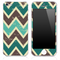 Vintage Brown and Green Chevron Pattern Skin for the iPhone 3, 4/4s or 5