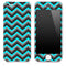 Turquoise-Black-Gray Chevron Pattern Skin for the iPhone 3, 4/4s or 5