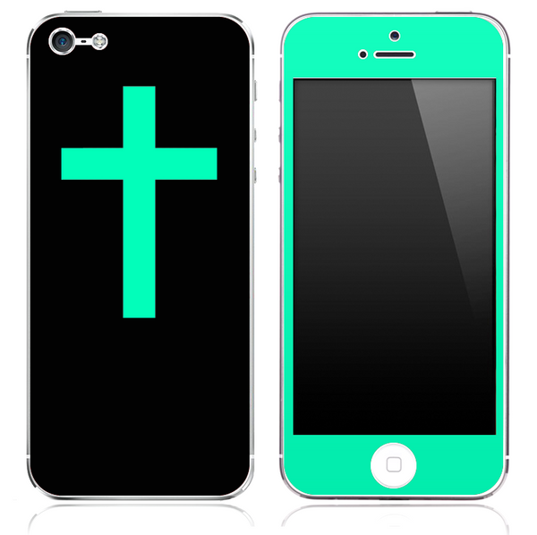 Trendy Green and Black Vector Simple Cross Skin for the iPhone 3gs, 4/4s, 5, 5s or 5c