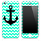 Trendy Green/White Chevron and Anchor Skin for the iPhone 3gs, 4/4s, 5, 5s or 5c