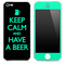 Trendy Green and Black - Keep Calm & Have A Beer - Skin for the iPhone 3gs, 4/4s, 5, 5s or 5c