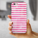 the Grungy Pink Watercolor with Horizontal Lines iPhone 6/6s or 6/6s Plus 2-Piece Hybrid INK-Fuzed Case